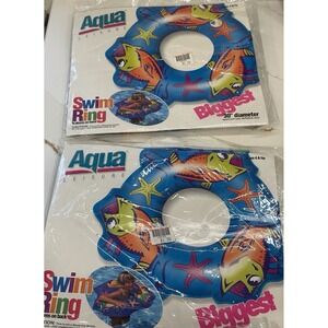 Lot of 2 Aqua Leisure Inflatable Swim Ring Float Pool Water New‎ Y2K 1990s Fish